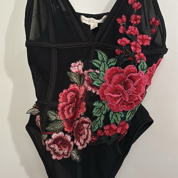 Floral Embroidered Mesh Bodysuit - Picture 2 of 4